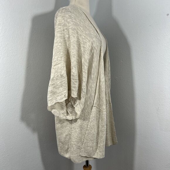 Catherines Cardigan Womens 2X Beige Open Langenlook Minimalist Sweater - Picture 4 of 8